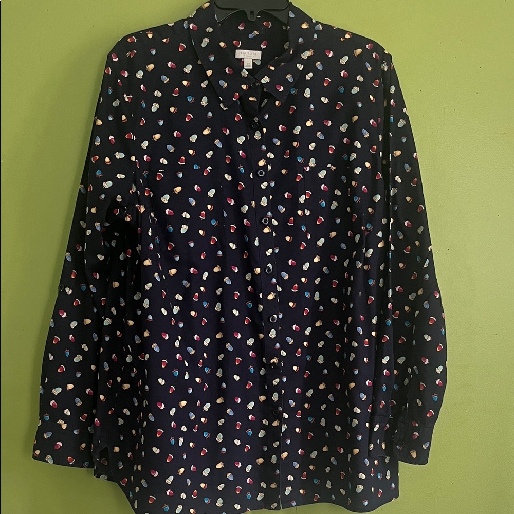 Like New Talbots Acorn Pattern Button-Down Shirt - image 3